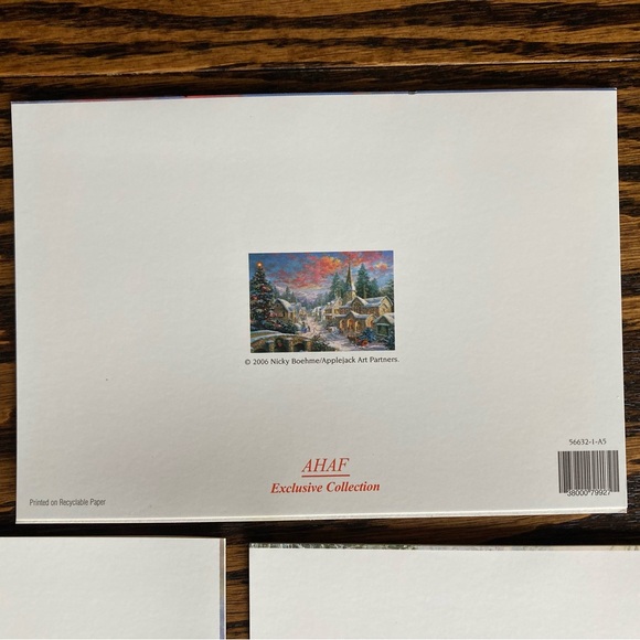 Lot of 5 Nicky Boehme Art Winter Town Cottage Unused Christmas Cards Envelopes - Picture 11 of 16